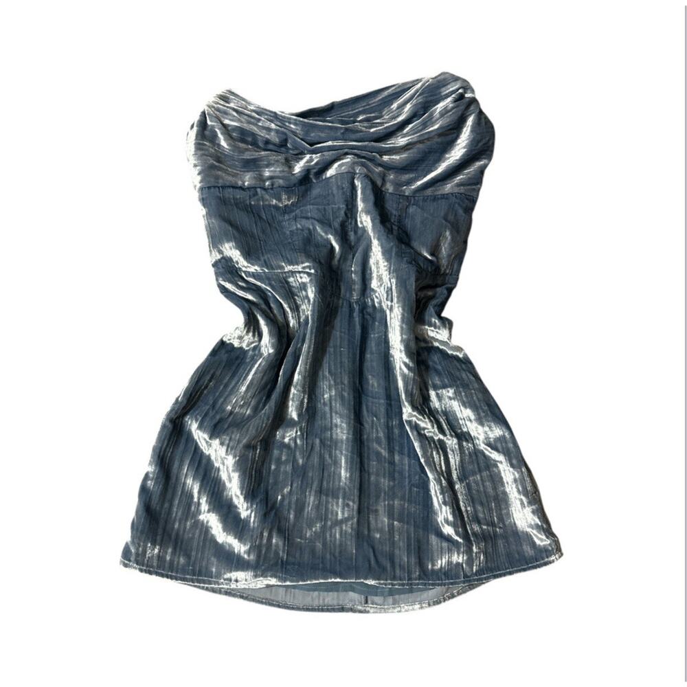 House Of Harlow 1960 X Revolve strapless metallic blue suede mini Women Size M